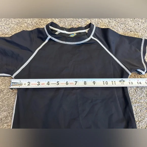 Boys Tropical Swim Set - Black UPF Sun Protection Rash Guard, Patterned Trunks - Picture 9 of 13